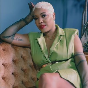 Green leather button up -No sleeve-shoulder pad